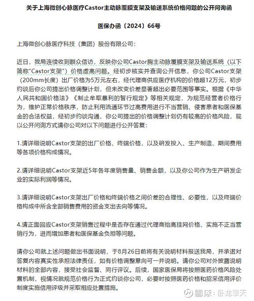 $ 关于上海微创心脉医疗castor主动脉覆膜支架及