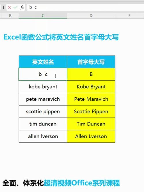 excel函数公式将英文姓名首字母大写