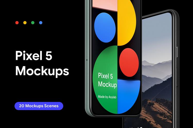 多角度高级质感谷歌googlepixel5手机ui作品贴图展示ps样机设计素材