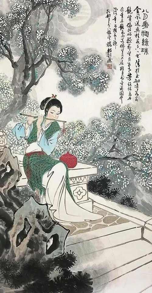 四句以花喻人,以"落花"喻"坠楼人",伤春感昔,即物兴怀,是人是花,合成